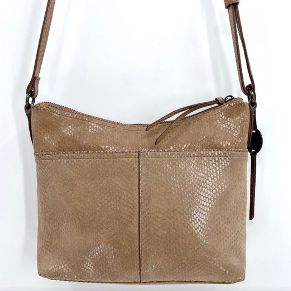 Margot New York Taupe Snakeskin Leather Crossbody Bag